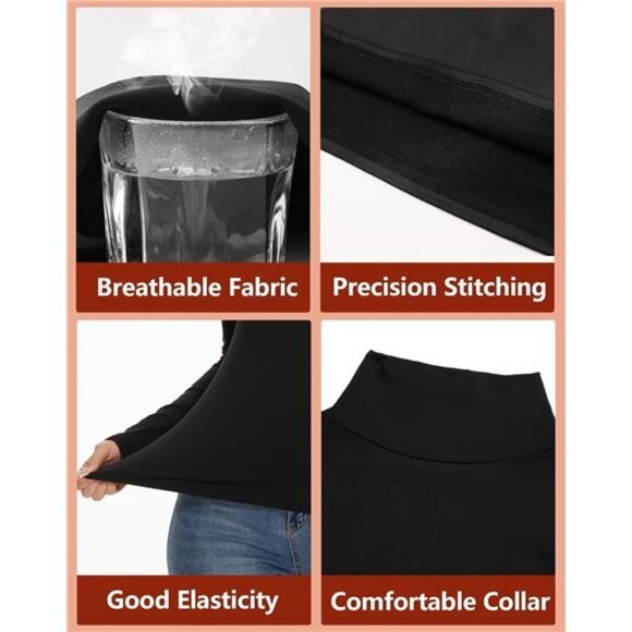 4 Pack Women’s Thermal Turtleneck Shirts Fleece Lined Long Sleeve Base Layer Top - Picture 4 of 6